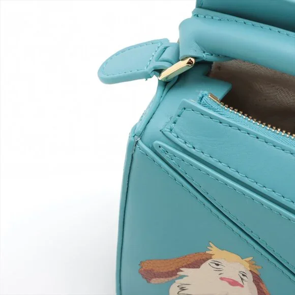 Loewe x Studio Ghibli Mini Puzzle Bag Leather 2 Way Handbag Blue - Picture 10 of 12